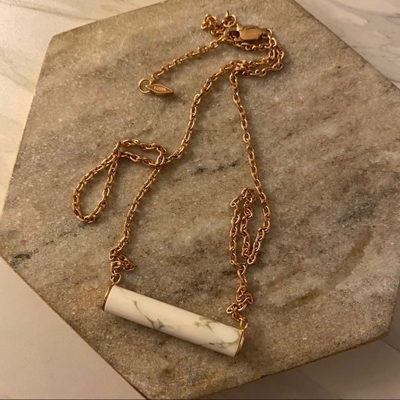 Fossil Jewelry - Fossil Marble Howlite Necklace Rose Gold Fossil Jewelry - Fossil Marble Howlite Necklace Rose Gold